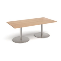 Eternal rectangular boardroom table 2000mm x 1000mm - brushed steel base and beech top