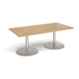 Eternal rectangular boardroom table 2000mm x 1000mm - brushed steel base and oak top