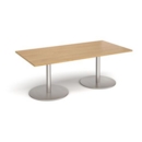 Eternal rectangular boardroom table 2000mm x 1000mm - brushed steel base and oak top