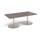 Eternal rectangular boardroom table 2000mm x 1000mm - brushed steel base and walnut top