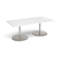 Eternal rectangular boardroom table 2000mm x 1000mm - brushed steel base and white top