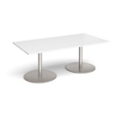 Eternal rectangular boardroom table 2000mm x 1000mm - brushed steel base and white top