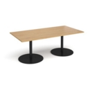 Eternal rectangular boardroom table 2000mm x 1000mm - black base and oak top