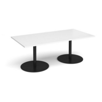 Eternal rectangular boardroom table 2000mm x 1000mm - black base and white top