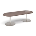 Eternal radial end boardroom table 2400mm x 1000mm - brushed steel base and walnut top