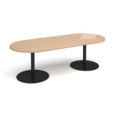 Eternal radial end boardroom table 2400mm x 1000mm - black base and beech top