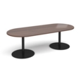 Eternal radial end boardroom table 2400mm x 1000mm - black base and walnut top