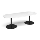 Eternal radial end boardroom table 2400mm x 1000mm - black base and white top