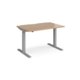 Elev8 Mono straight sit-stand desk 1200mm x 800mm - silver frame and beech top