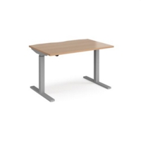Elev8 Mono straight sit-stand desk 1200mm x 800mm - silver frame and beech top
