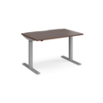 Elev8 Mono straight sit-stand desk 1200mm x 800mm - silver frame and walnut top