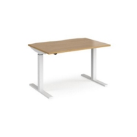 Elev8 Mono straight sit-stand desk 1200mm x 800mm - white frame and oak top