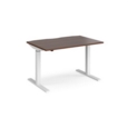 Elev8 Mono straight sit-stand desk 1200mm x 800mm - white frame and walnut top