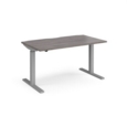 Elev8 Mono straight sit-stand desk 1400mm x 800mm - silver frame and grey oak top