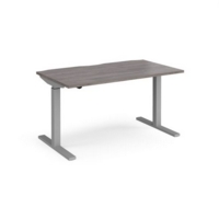 Elev8 Mono straight sit-stand desk 1400mm x 800mm - silver frame and grey oak top