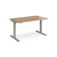 Elev8 Mono straight sit-stand desk 1400mm x 800mm - silver frame and oak top