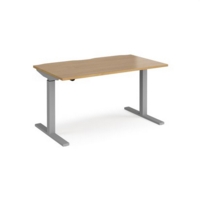 Elev8 Mono straight sit-stand desk 1400mm x 800mm - silver frame and oak top