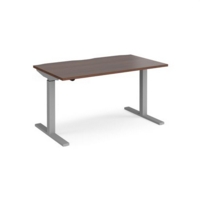 Elev8 Mono straight sit-stand desk 1400mm x 800mm - silver frame and walnut top