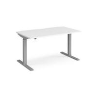 Elev8 Mono straight sit-stand desk 1400mm x 800mm - silver frame and white top