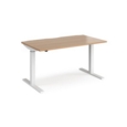 Elev8 Mono straight sit-stand desk 1400mm x 800mm - white frame and beech top