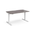 Elev8 Mono straight sit-stand desk 1400mm x 800mm - white frame and grey oak top