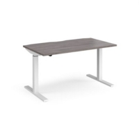 Elev8 Mono straight sit-stand desk 1400mm x 800mm - white frame and grey oak top