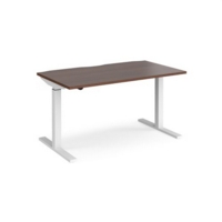 Elev8 Mono straight sit-stand desk 1400mm x 800mm - white frame and walnut top
