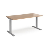 Elev8 Mono straight sit-stand desk 1600mm x 800mm - silver frame and beech top