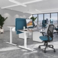 Elev8 Mono straight sit-stand desk 1600mm x 800mm - silver frame and beech top