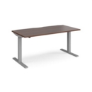 Elev8 Mono straight sit-stand desk 1600mm x 800mm - silver frame and walnut top