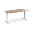 Elev8 Mono straight sit-stand desk 1600mm x 800mm - white frame and beech top
