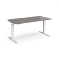 Elev8 Mono straight sit-stand desk 1600mm x 800mm - white frame and grey oak top