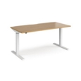 Elev8 Mono straight sit-stand desk 1600mm x 800mm - white frame and oak top