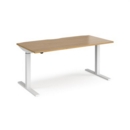Elev8 Mono straight sit-stand desk 1600mm x 800mm - white frame and oak top