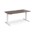 Elev8 Mono straight sit-stand desk 1600mm x 800mm - white frame and walnut top