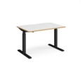 Elev8 Touch straight sit-stand desk 1200mm x 800mm - black frame and white top with oak edge