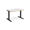 Elev8 Touch straight sit-stand desk 1200mm x 800mm - black frame and white top with oak edge