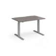 Elev8 Touch straight sit-stand desk 1200mm x 800mm - silver frame and grey oak top