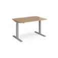 Elev8 Touch straight sit-stand desk 1200mm x 800mm - silver frame and oak top