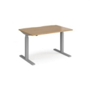 Elev8 Touch straight sit-stand desk 1200mm x 800mm - silver frame and oak top