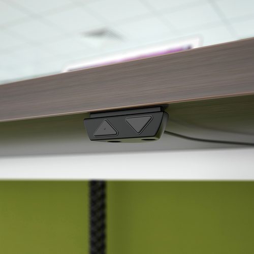 Elev8 Touch straight sit-stand desk 1400mm x 800mm - black frame and grey oak top