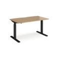Elev8 Touch straight sit-stand desk 1400mm x 800mm - black frame and oak top