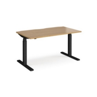 Elev8 Touch straight sit-stand desk 1400mm x 800mm - black frame and oak top