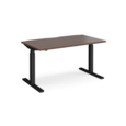 Elev8 Touch straight sit-stand desk 1400mm x 800mm - black frame and walnut top
