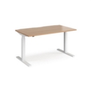 Elev8 Touch straight sit-stand desk 1400mm x 800mm - white frame and beech top