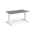 Elev8 Touch straight sit-stand desk 1400mm x 800mm - white frame and grey oak top