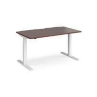 Elev8 Touch straight sit-stand desk 1400mm x 800mm - white frame and walnut top