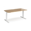 Elev8 Touch straight sit-stand desk 1600mm x 800mm - white frame and oak top