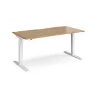 Elev8 Touch straight sit-stand desk 1600mm x 800mm - white frame and oak top