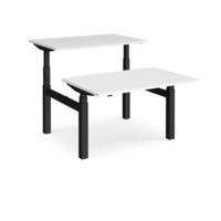Elev8 Touch sit-stand back-to-back desks 1200mm x 1650mm - black frame and white top